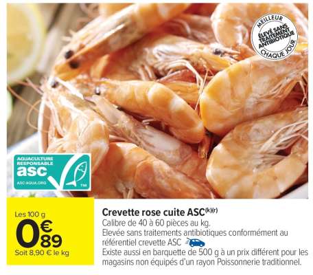Crevette rose cuite ASC