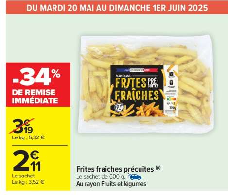 Frites fraiches précuites