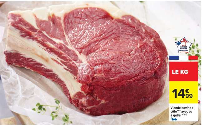 VIANDE BOVINE CÔTE *** AVEC OS À GRILLER