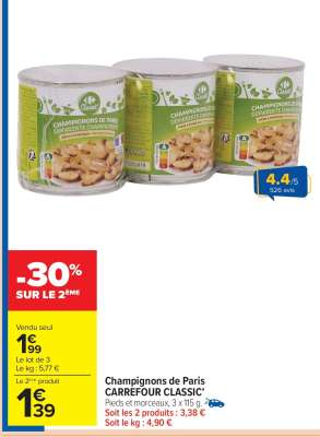 Champignons de Paris CARREFOUR CLASSIC'