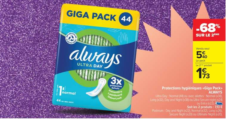 Protections hygiéniques «Giga Pack» ALWAYS