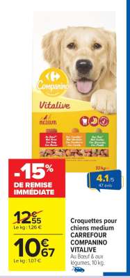 Croquettes pour chiens medium CARREFOUR COMPANINO VITALIVE