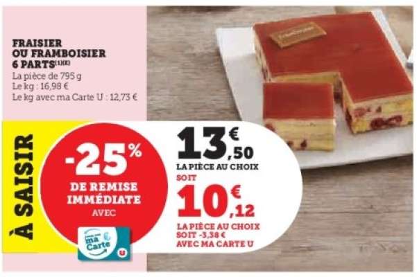 Fraisier ou Framboisier 6 parts