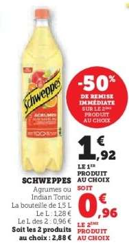 Schweppes Agrumes ou Indian Tonic