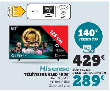 Hisense Téléviseur QLED 4K 50"