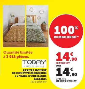 PARURE HOUSSE DE COUETTE 240X220CM + 2 TAIES D'OREILLERS 63X63CM