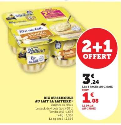 Riz ou Semoule au Lait La Laitière
