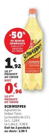 Schweppes Agrumes ou Indian Tonic