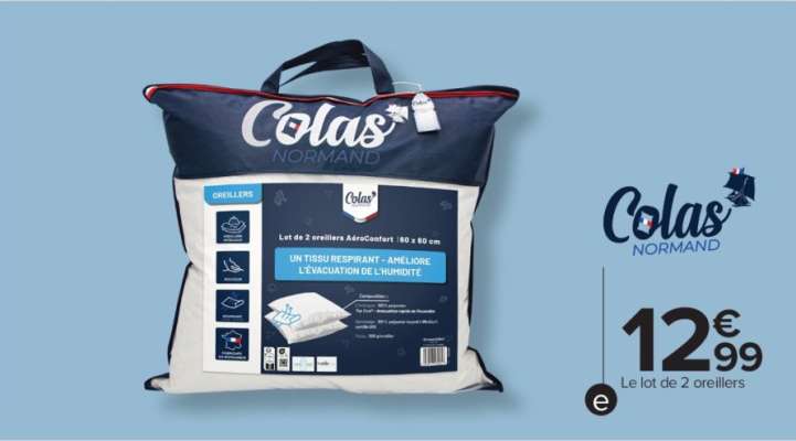 COLAS NORMAND Lot de 2 oreillers