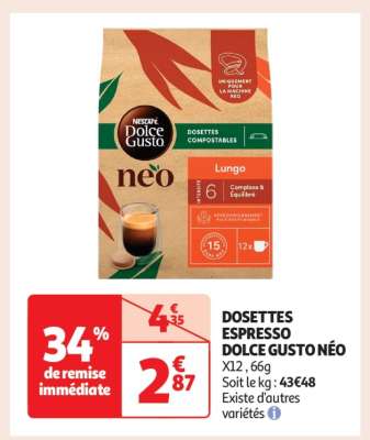 DOSETTES ESPRESSO DOLCE GUSTO NÉO