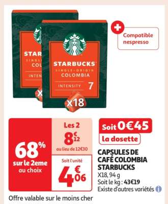 CAPSULES DE CAFÉ COLOMBIA STARBUCKS
