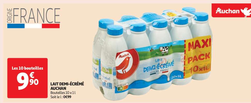 Lait Demi-Écrémé Auchan