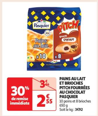 PAINS AU LAIT ET BRIOCHES PITCH FOURRÉES AU CHOCOLAT PASQUIER