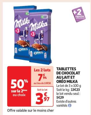 Tablettes De Chocolat Au Lait Et Oréo Milka