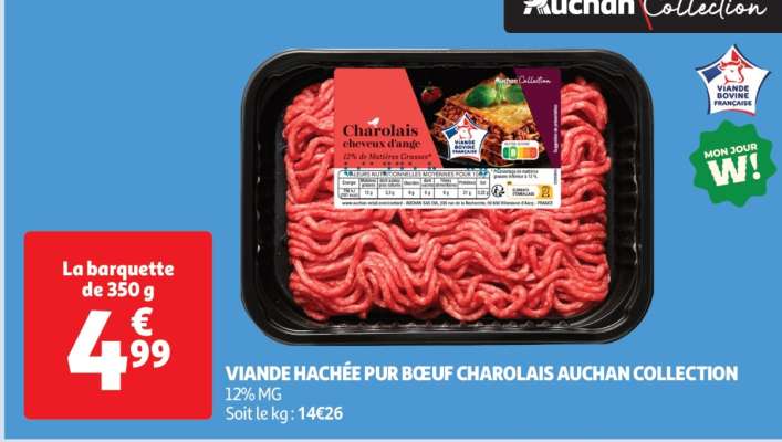 Viande hachée pur bœuf Charolais Auchan Collection