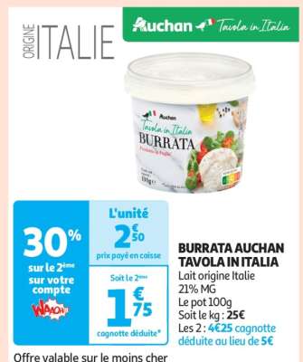 Burrata Auchan Tavola In Italia