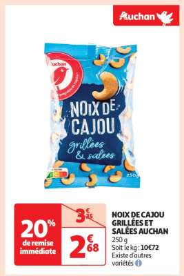 Noix De Cajou Grillées Et Salées Auchan