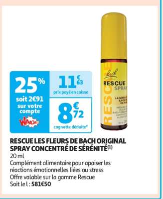 RESCUE LES FLEURS DE BACH ORIGINAL SPRAY CONCENTRÉ DE SÉRÉNITÉ