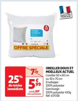 OREILLER DOUX ET MOELLEUX ACTUEL