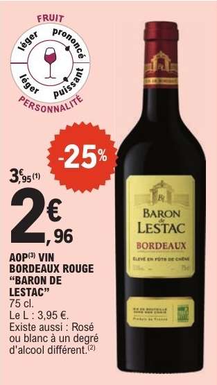 AOP VIN BORDEAUX ROUGE “BARON DE LESTAC”