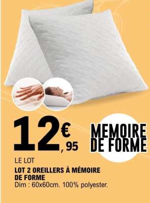 LOT 2 OREILLERS À MÉMOIRE DE FORME
