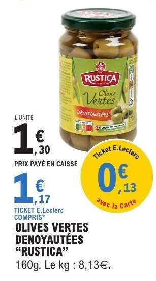 OLIVES VERTES DÉNOYAUTÉES "RUSTICA"
