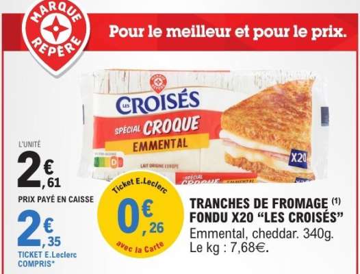 Tranches de Fromage Fondu X20 'Les Croisés'