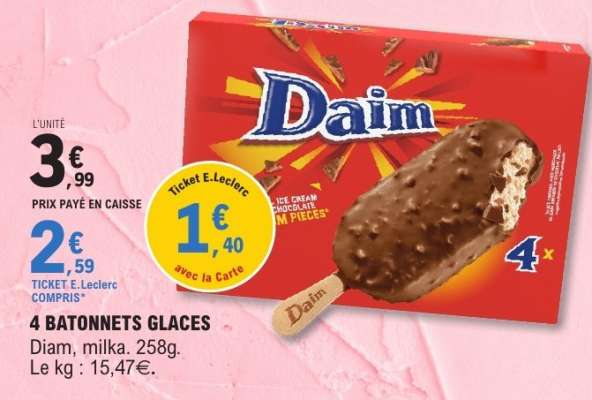 Daim 4 Batonnets Glaces