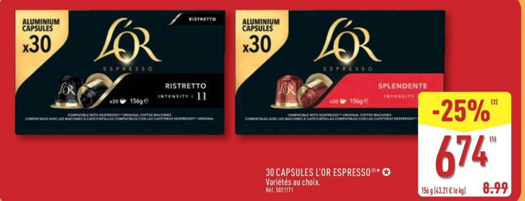 30 CAPSULES L'OR ESPRESSO