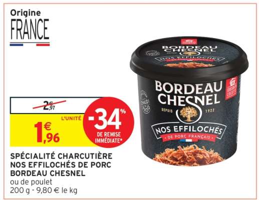 Spécialité charcutière Nos Effilochés de Porc Bordeaux Chesnel