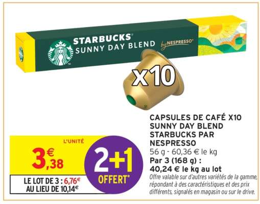 Capsules de Café x10 Sunny Day Blend Starbucks par Nespresso
