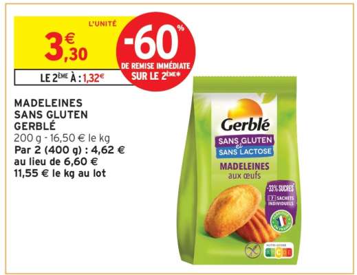 MADELEINES SANS GLUTEN GERBLÉ