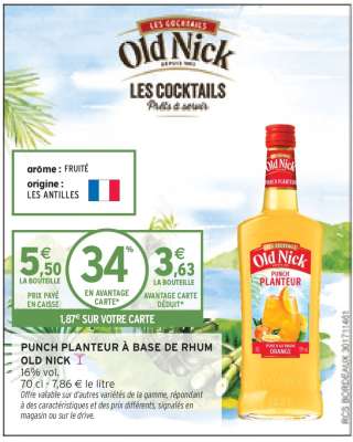 PUNCH PLANTEUR À BASE DE RHUM OLD NICK