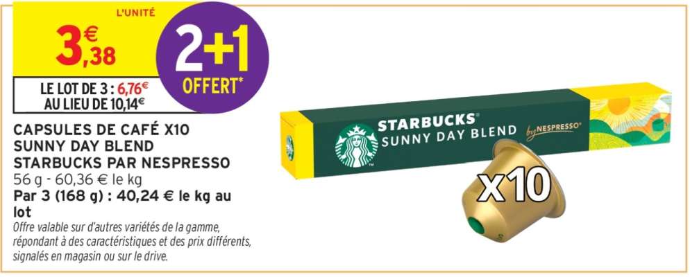 Capsules de Café x10 Sunny Day Blend Starbucks par Nespresso