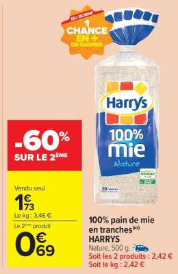 100% pain de mie en tranches HARRYS