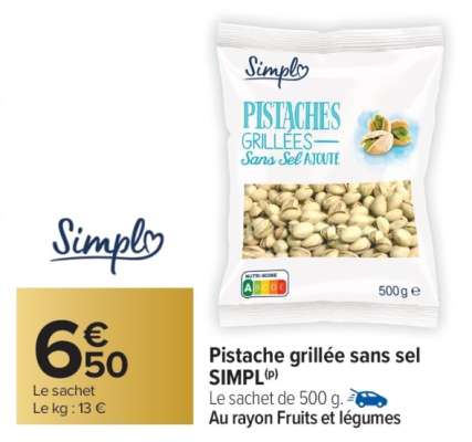 Pistache grillée sans sel SIMPL
