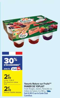 Yaourts Nature sur Fruits PANIER DE YOPLAIT
