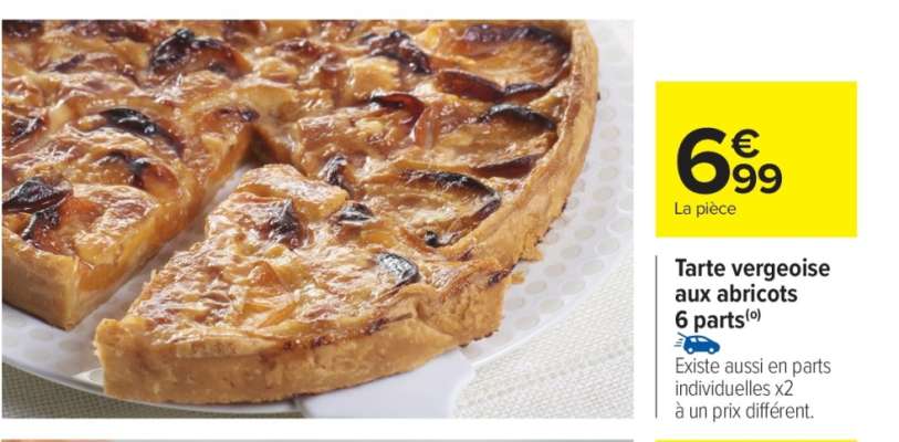 Tarte vergeoise aux abricots 6 parts