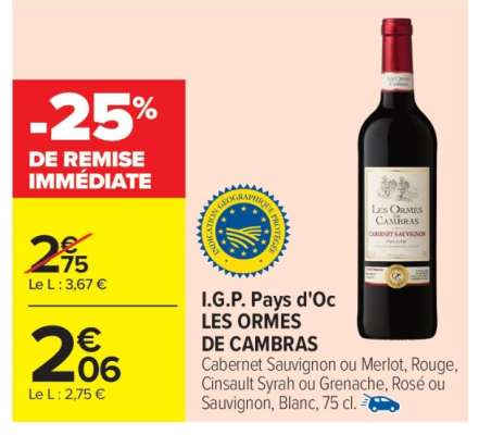 I.G.P. Pays d'Oc LES ORMES DE CAMBRAS
