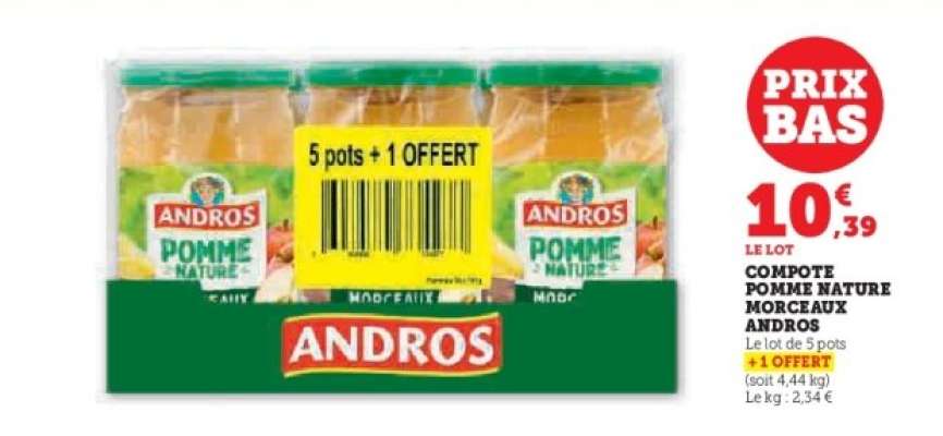 COMPOTE POMME NATURE MORCEAUX ANDROS