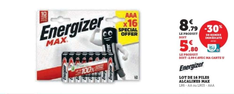 LOT DE 16 PILES ALCALINES MAX