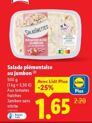 Salade piémontaise au jambon