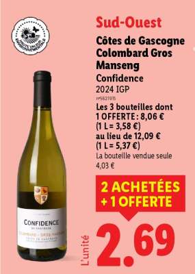 Côtes de Gascogne Colombard Gros Manseng