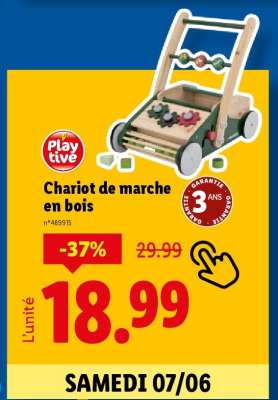 Chariot de marche en bois