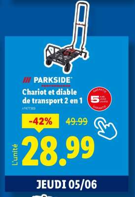 Chariot et diable de transport 2 en 1