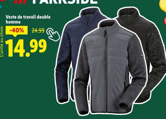Veste de travail double homme