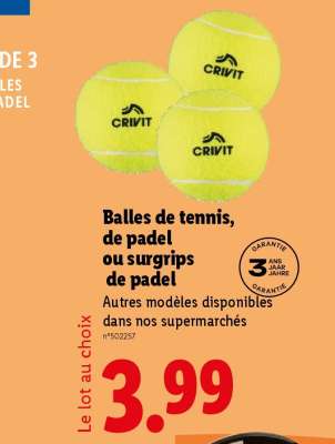 Balles de tennis, de padel ou surgrips de padel