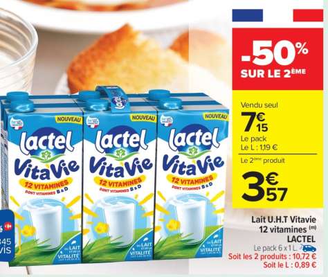 Lait U.H.T Vitavie 12 vitamines