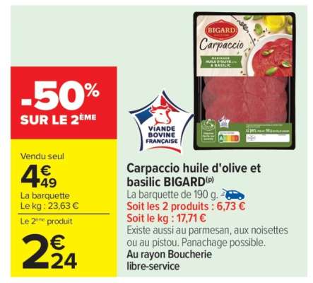 Carpaccio huile d'olive et basilic BIGARD