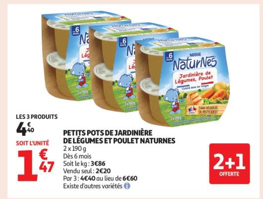 PETITS POTS DE JARDINIÈRE DE LÉGUMES ET POULET NATURNES
